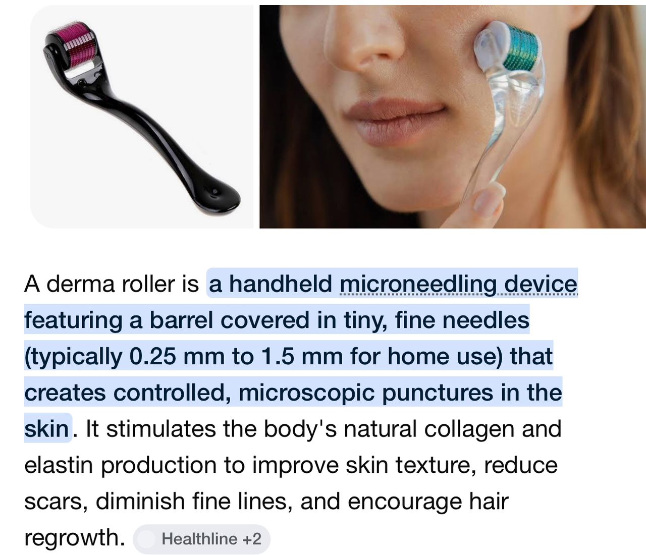 Derma roller used on thinning scalp area